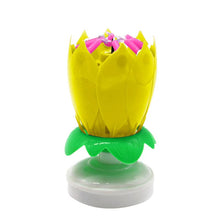 Load image into Gallery viewer, Yellow &quot;Happy Birthday&quot; Singing Musical Flower Candle - Rotating Party Light Magical Lotus Music Cake Candles Lotus Candle Supreme Black Fox 
